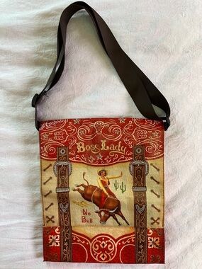 Blue Q Messenger Bag Retired Style  Boss Lady No Bull Vintage Tote Cowgirl